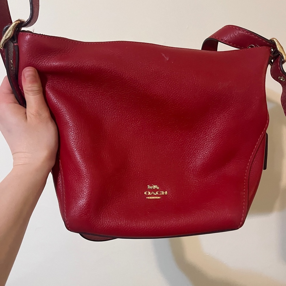 Coach Cherry Red Leather Shoulder Bag